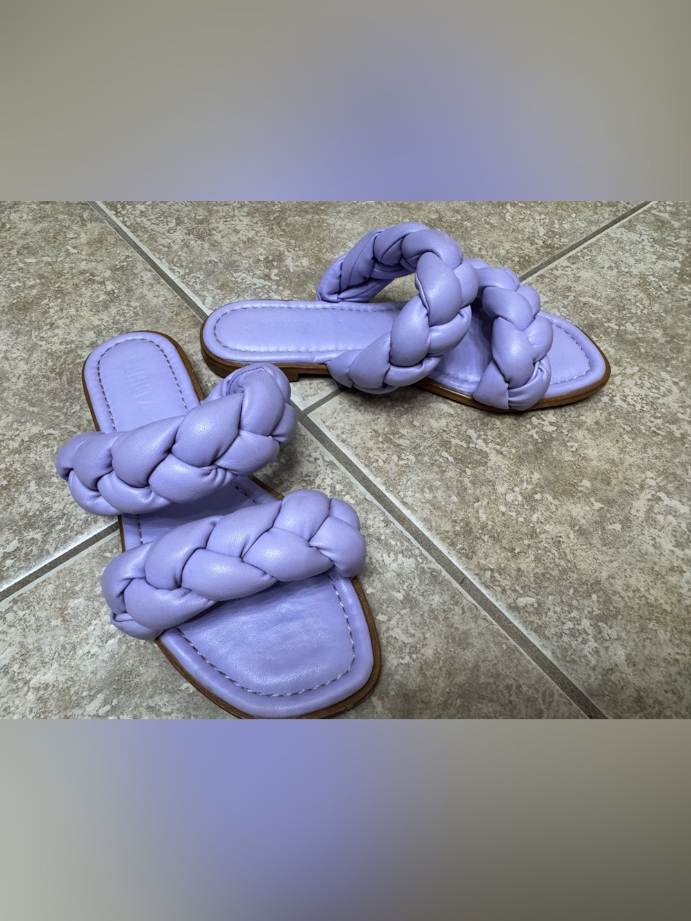 SCHUTZ Lavender Braided Double-Strap Slide Sandals